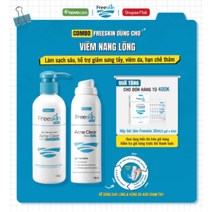Combo Freeskin dùng cho viêm nang lông, làm sạch sâu, hỗ trợ giảm sưng tấy, viêm da, hạn chế thâm 80ml & 250g