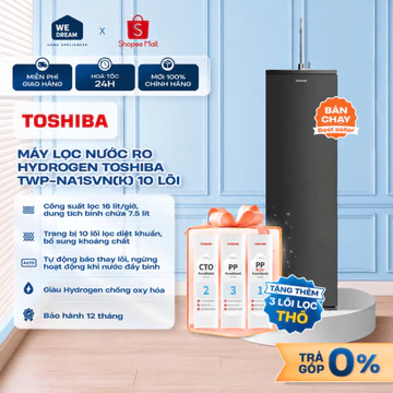 [FREE LẮP ĐẶT, TẶNG 3 LÕI LỌC] Máy Lọc Nước RO Hydrogen Toshiba TWP-NA1SVN(K) 10 Lõi - Chính Hãng, Hàng Mới