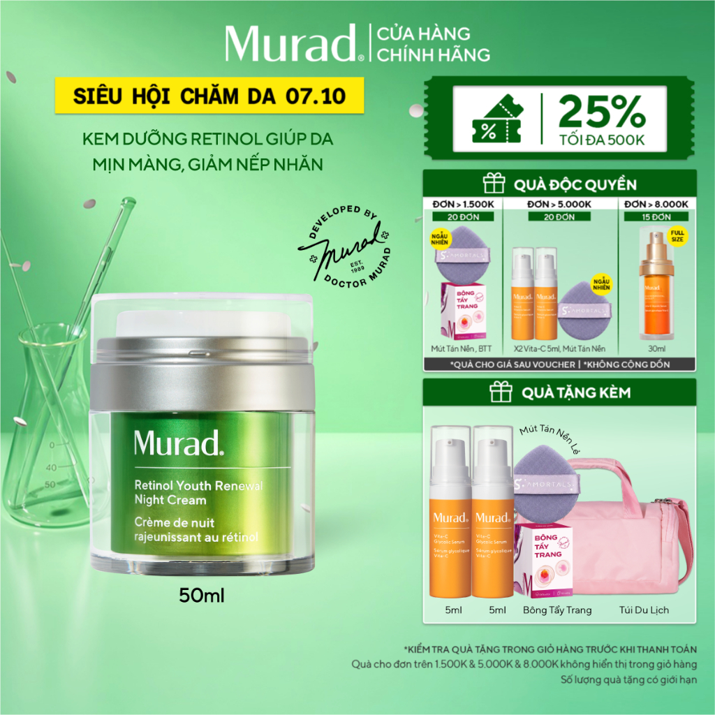 Kem dưỡng ẩm Retinol giúp da mịn màng và làm mờ nếp nhăn Murad Retinol Youth Renewal Cream 50ml