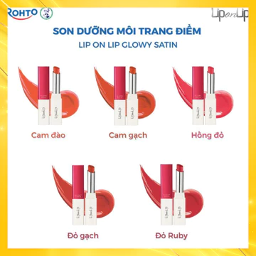 Son Trang Điểm ĐỎ RUBY LIP ON LIP GLOWY SATIN Hồng Đỏ/Đỏ Ruby/Đỏ Gạch/Cam Gạch/Cam Đào 2,2g