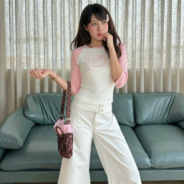 NAVIE - Áo thun Raglan PRETTY tay lửng form ôm tôn dáng thời trang nữ | BigBuy360 - bigbuy360.vn