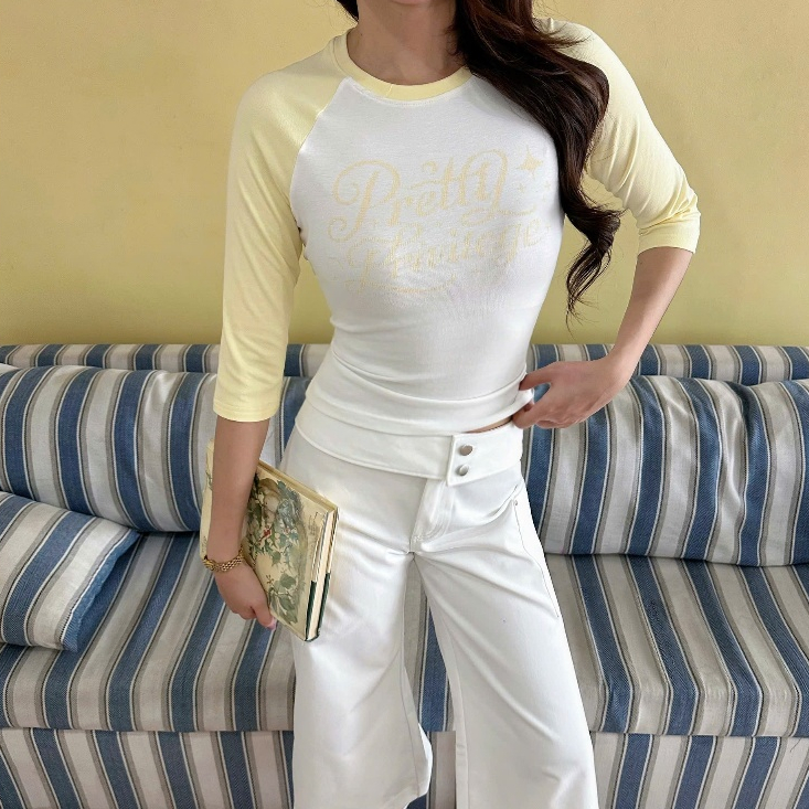 NAVIE - Áo thun Raglan PRETTY tay lửng form ôm tôn dáng thời trang nữ | BigBuy360 - bigbuy360.vn