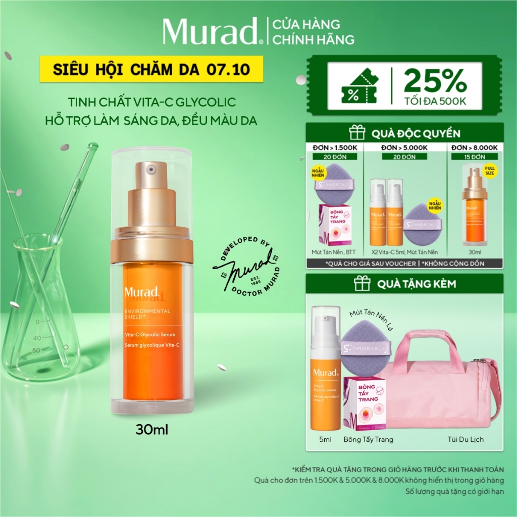 Tinh chất hỗ trợ sáng da, làm đều màu da Murad Vita-C Glycolic Serum 30ml
