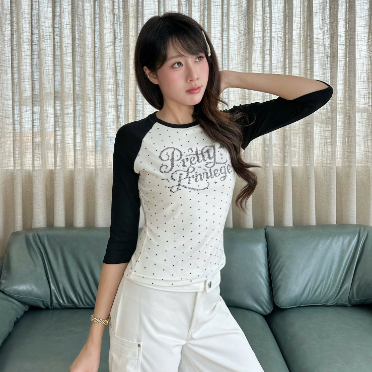 NAVIE - Áo thun Raglan PRETTY tay lửng form ôm tôn dáng thời trang nữ | BigBuy360 - bigbuy360.vn