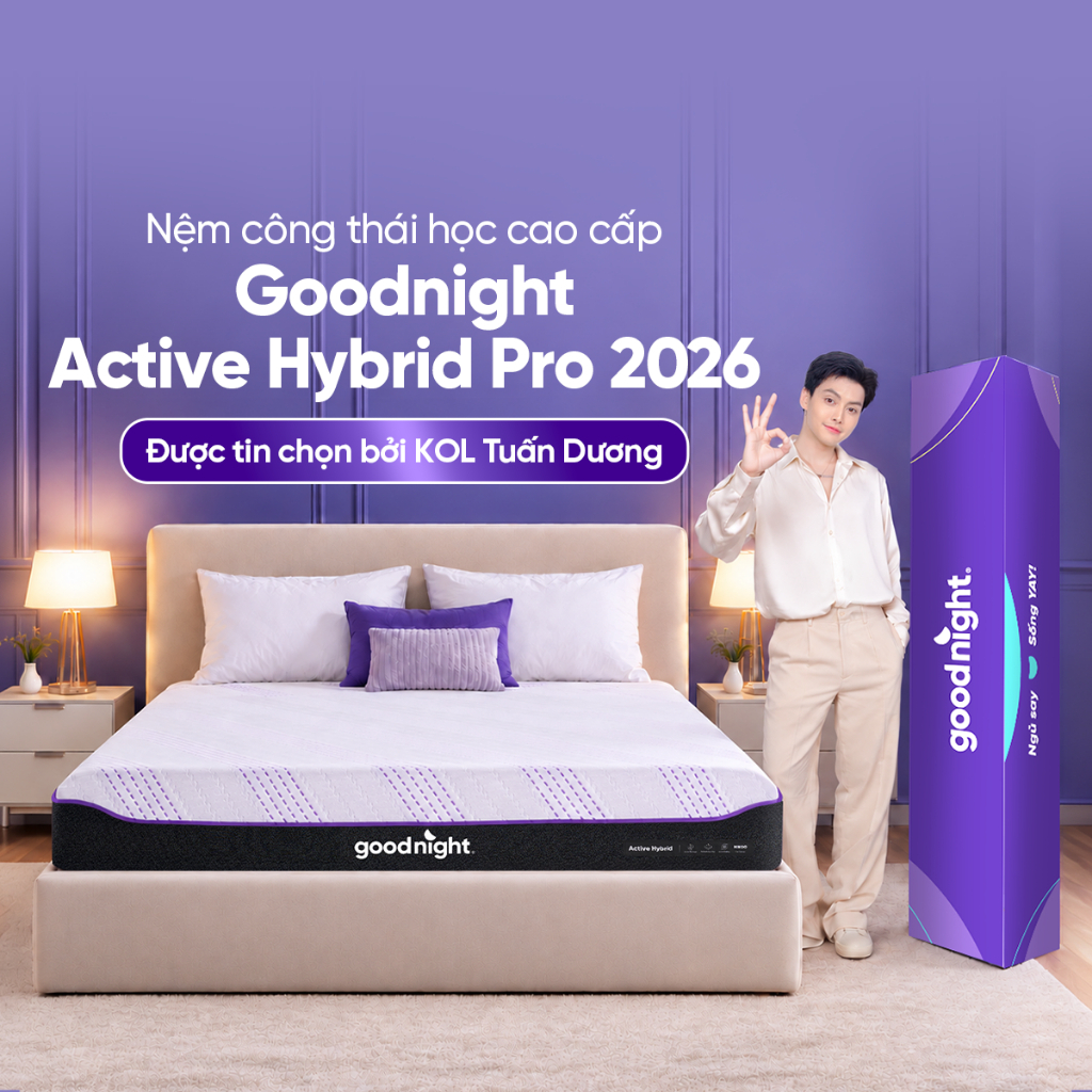 Nệm Cao Su Foam Goodnight Active Hybrid 20cm, đệm foam làm mát, đệm hè, ruột đệm cao su