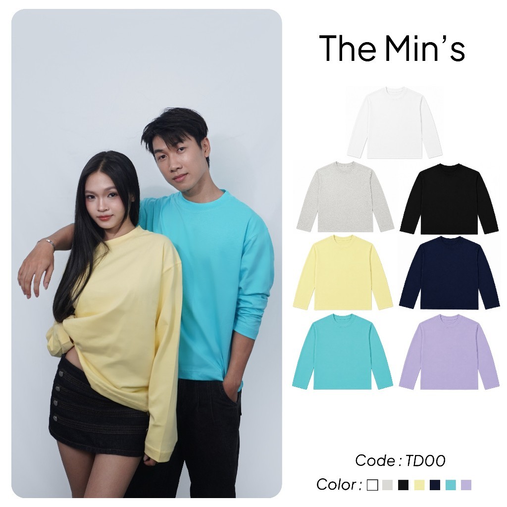 Áo Thun Trơn Dài Tay Form Boxy Themin's TD00 Áo Thun Unisex Vải Cotton 260gsm