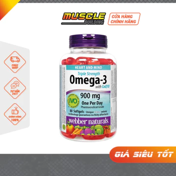 [HÀNG CTY] Webber Naturals Triple Strength Omega-3 With CoQ10 – EPA 600mg + DHA 300mg + CoQ10 100mg