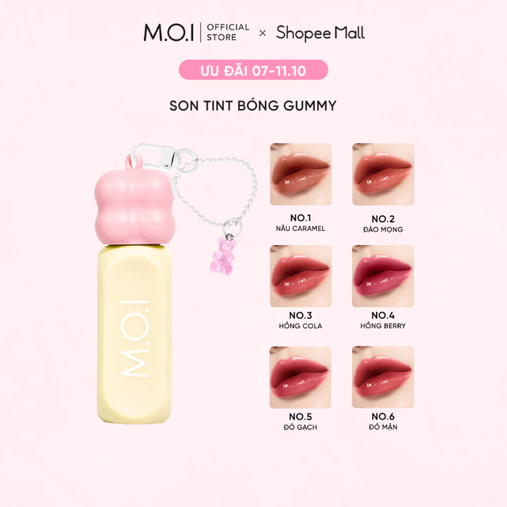 Son Tint Bóng Gummy Lip Tint MOI 3g - Bóng Mọng Nhẹ Môi Bền Màu