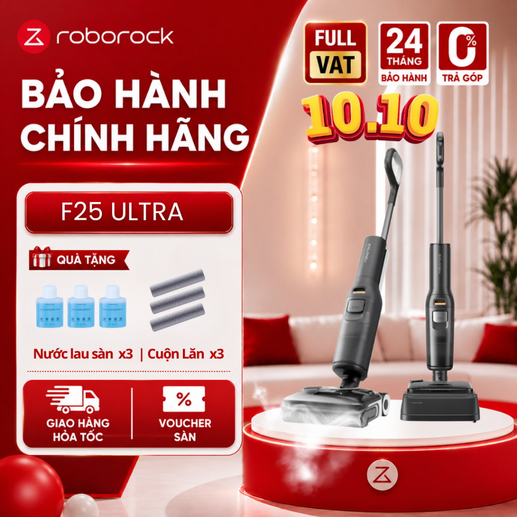 Roborock F25 Ultra - Máy hút bụi lau sàn khô và ướt cao cấp Roborock - Bản quốc tế - Bảo hành 24 Tháng