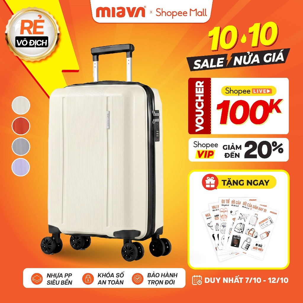 [🌟GIÁ TỐT] Vali Kéo MIAvn Larita ORIX Size 20/24 Inch - Nhựa PP Siêu Bền, Hạn Chế Bể Vỡ, Khoá Số, Bánh Xe Đôi