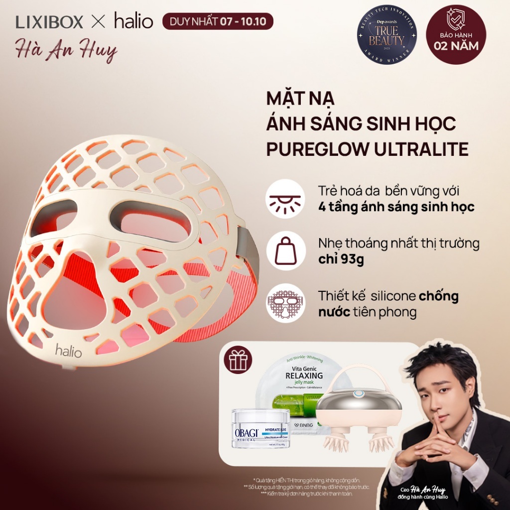 Mặt Nạ Ánh Sáng Halio PureGlow Ultralite Silicone LED Face Mask