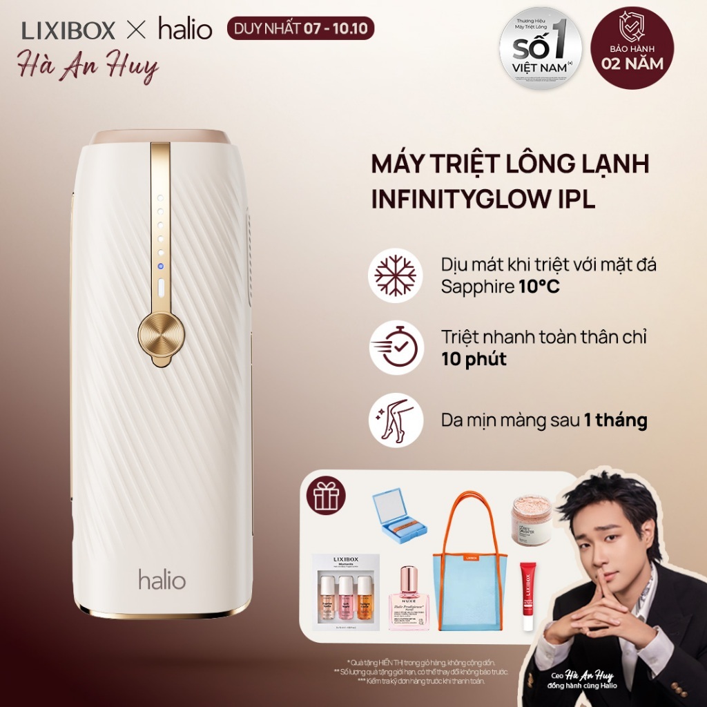 Máy Triệt Lông Lạnh Sapphire Halio InfinityGlow Advanced IPL Sapphire Cooling Hair Removal Device