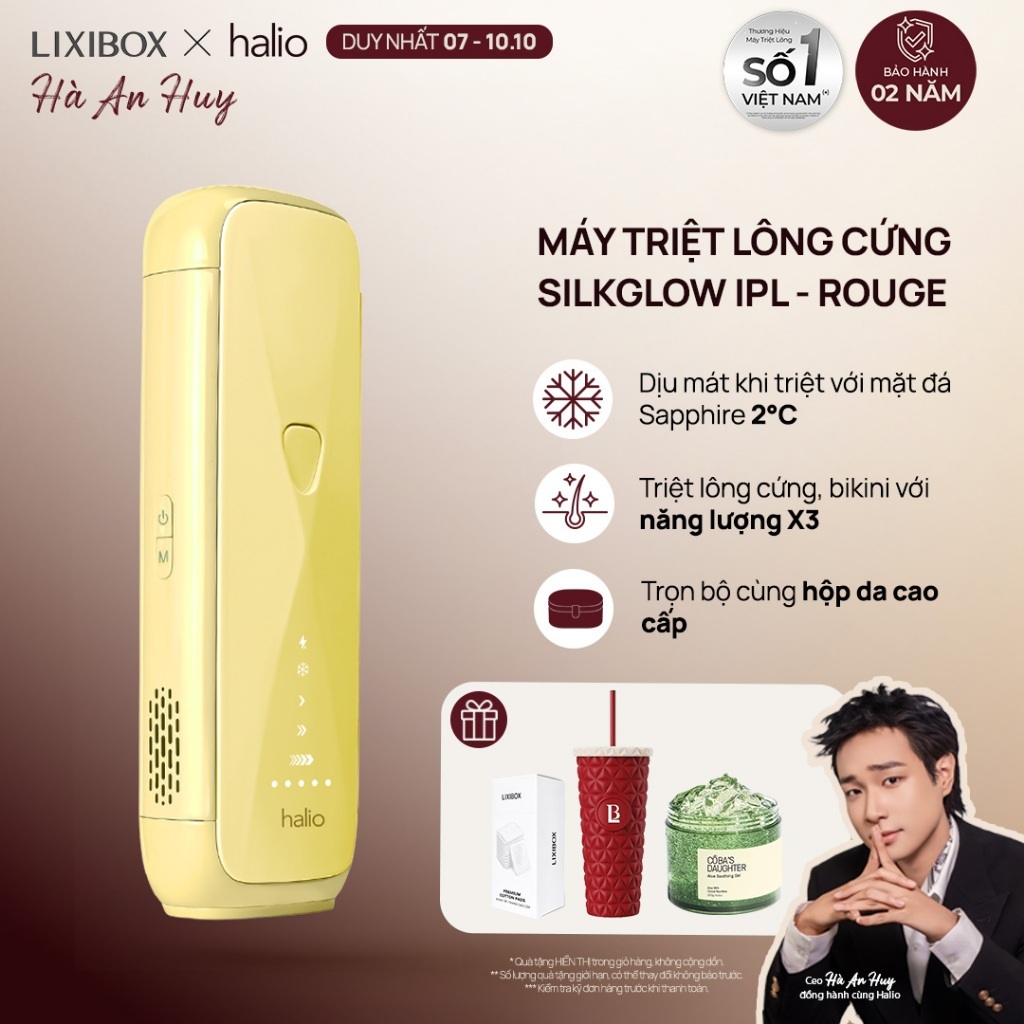 Máy Triệt Lông Halio SilkGlow IPL Sapphire Cooling Hair Removal Device - Butter