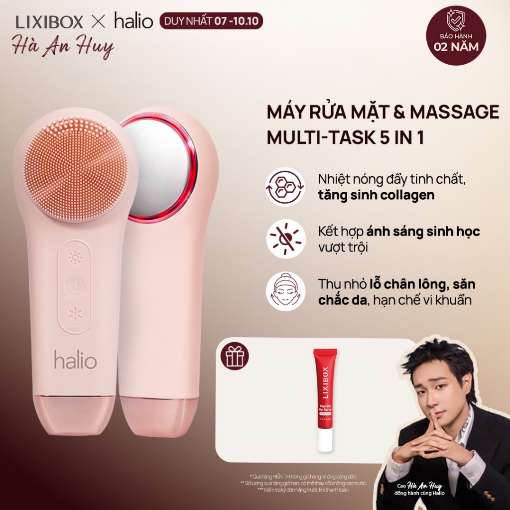 Máy Rửa Mặt Massage Tích Hợp Liệu Pháp Ánh Sáng Và Nhiệt Halio Multi-task Cleansing & Massaging