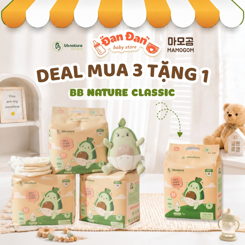 Tã Bỉm BB Nature Classic / Combo 3 TẶNG 1 BỊCH CHO BÉ