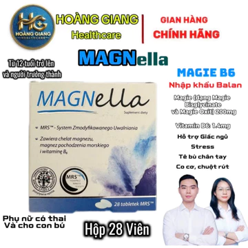 [Magie B6] MAGNella Hộp 28 Viên Bổ Sung Magie, Vitamin B6 Hỗ Trợ Giấc Ngủ, Stress, Tê Bì Cho Nam Và Nữ