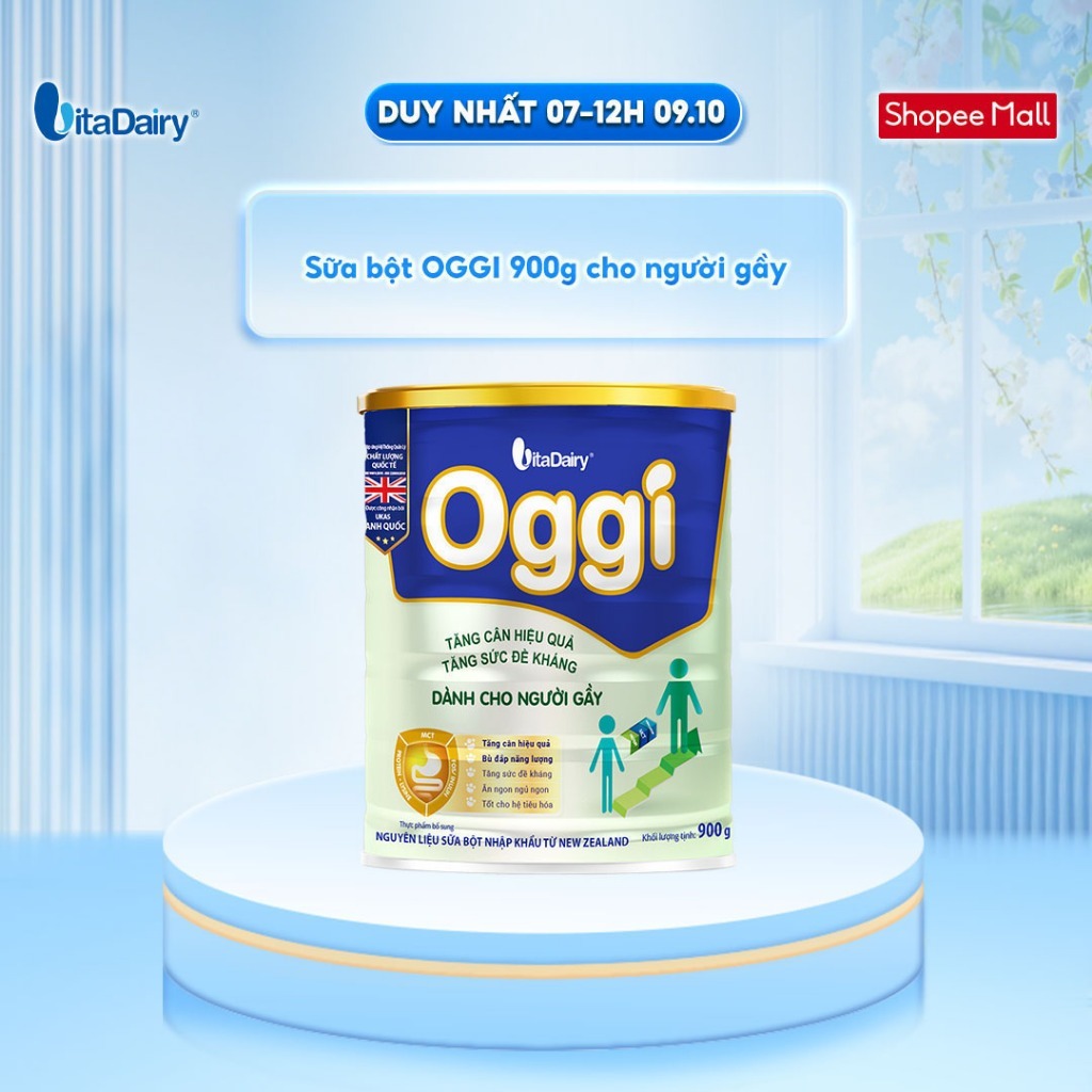 Sữa bột Oggi dành cho người gầy - Bổ sung năng lượng, hỗ trợ tăng cân khoẻ - Lon 900g