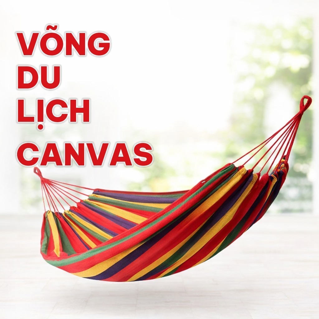 Võng Du Lịch Vải Canvas 280X80CM, Võng Dã Ngoại Camping Kèm Túi Và Dây, Dùng Đi Phượt Cắm Trại Ngoài Trời