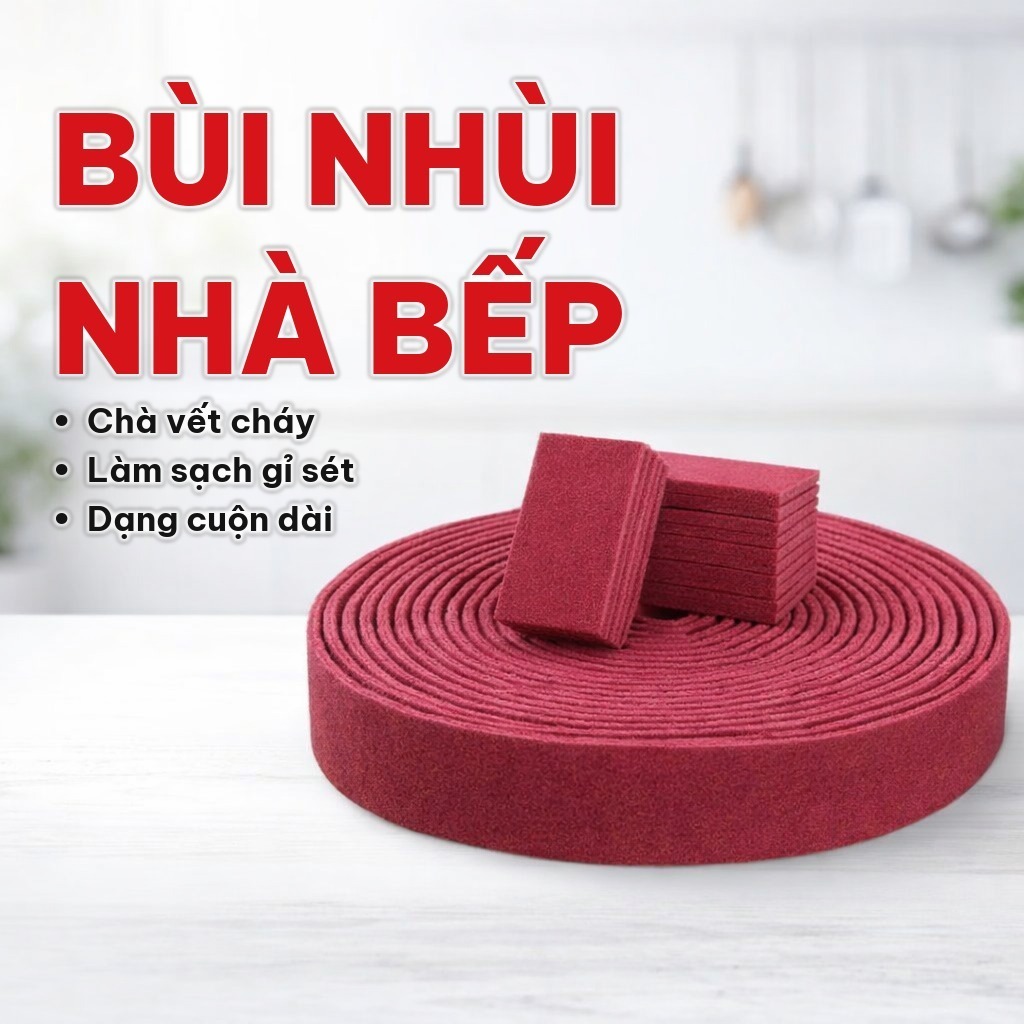 (3 MÉT) Cọ Xoong Nồi Dạng Cuộn, Miếng Chà Rửa Nhám Đánh Gỉ Sét, Làm Sạch Vết Ố Vết Đen Nhà Bếp, Bọt Biển Mật Độ Cao