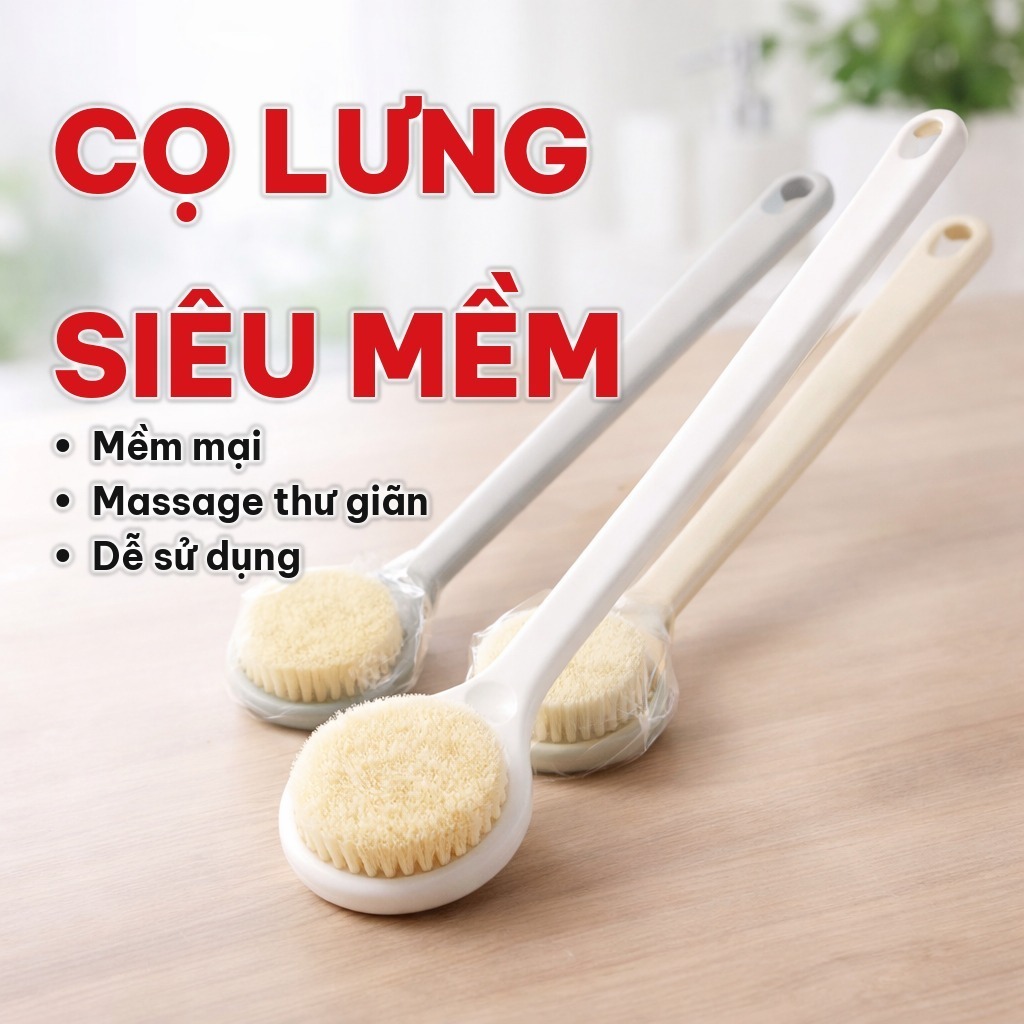 Cọ Lưng Siêu Mềm Dài 35Cm, Bàn Chải Chà Lưng Tay Cầm Dài, Làm Sạch Tẩy Da Chết Và Massage Thư Giãn Khi Tắm