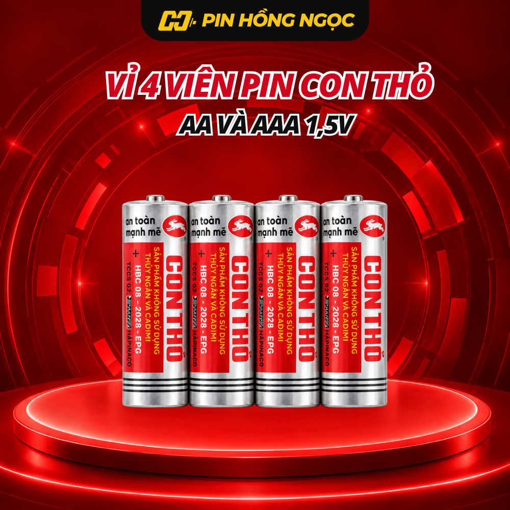 1 Vỉ ( 4 Viên ) Pin AA , Pin AAA Con thỏ siêu rẻ