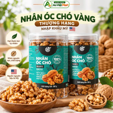 Nhân Óc Chó Vàng Thượng Hạng An Việt Mart 300g Nhập Khẩu Mỹ, Hạt Óc Chó Tách Vỏ Thơm Bùi, Giàu Omega-3, Hạt Dinh Dưỡng