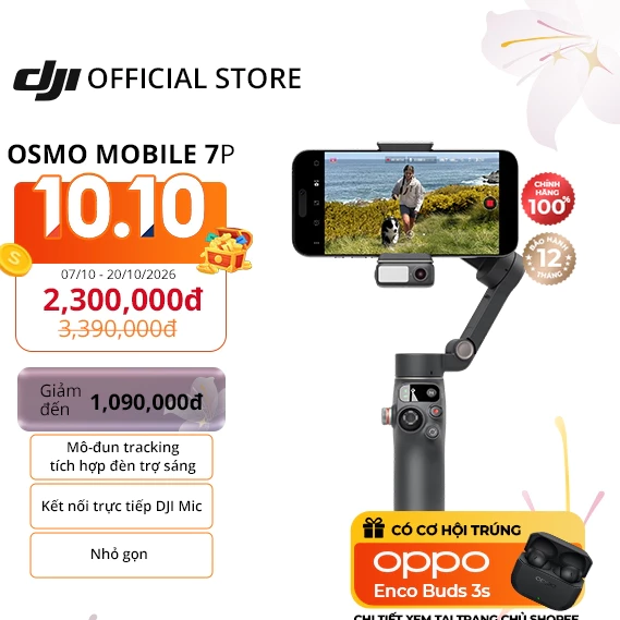 Gimbal chống rung điện thoại DJI Osmo Mobile 7 theo dõi chủ thể, 7P có mô đun tích hợp đèn chiếu sáng (DJI OM 7 Series)