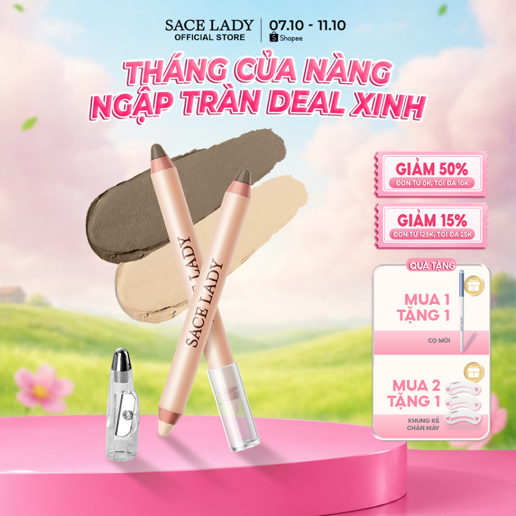 Bút Tạo Khối 2 Đầu SACE LADY – Contour & Highlight Mịn Lì, Tán Dễ, Tạo Khối Tự Nhiên 3.2g