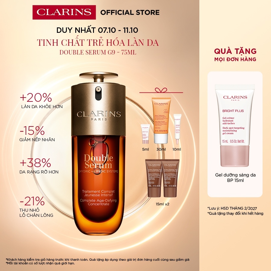 Tinh chất chống lão hóa toàn diện Clarins Double Serum G9 [Hydric+Lipidic System] 75ml