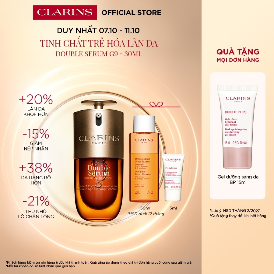 Tinh chất chống lão hóa toàn diện Clarins Double Serum G9 [Hydric+Lipidic System] 30ml