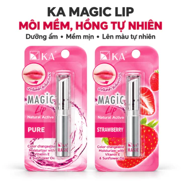 Son Dưỡng Có Màu KA Magic Lip Pure & Strawberry | Dưỡng Ẩm Vitamin E & Dầu Hướng Dương
