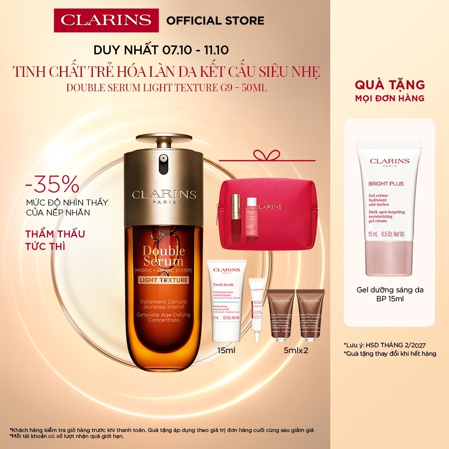 [Light Texture] Tinh Chất Trẻ Hóa Làn Da Clarins Double Serum [Hydric + Lipidic System] 50ml