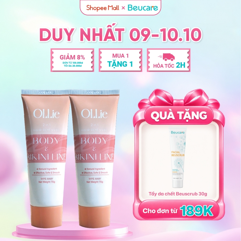 Combo Kem tẩy lông OLLIE , tẩy lông vùng kín, nách, tay, chân 70g