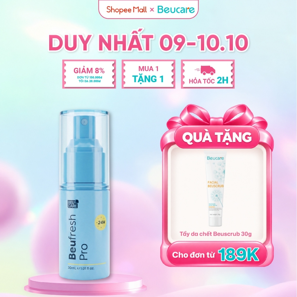 Xịt khử mùi toàn thân, lăn khử mùi BEUFRESH ngăn tiết mồ hôi, hạn chế mùi cơ thể 30ml