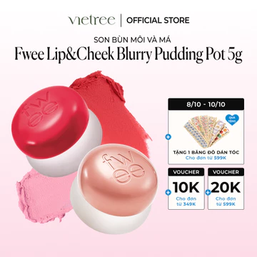 Son bùn Môi & Má Fwee Lip&Cheek Blurry Pudding Pot, dạng phấn phun sương mờ ảo (5g)