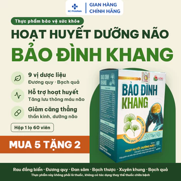(Chính Hãng) Viên Bảo Đình Khang Hỗ Trợ Hoạt Huyết Dưỡng Não, Lưu Thông Máu Não, Giảm Biểu Hiện Thiểu Năng Tuần Hoàn Não