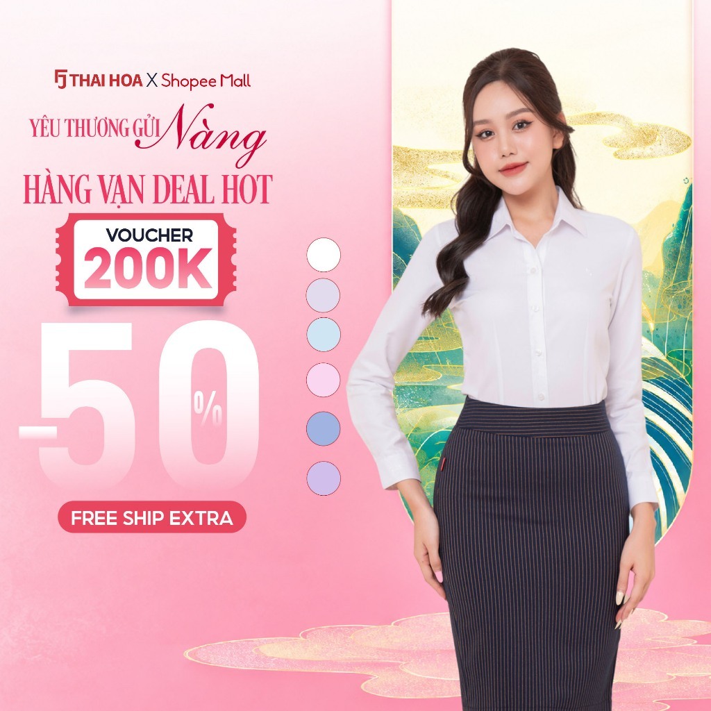 Áo sơ mi nữ dài tay R05 thiết kế công sở form ôm kẻ nhuyễn nhiều màu cao cấp Thái Hòa