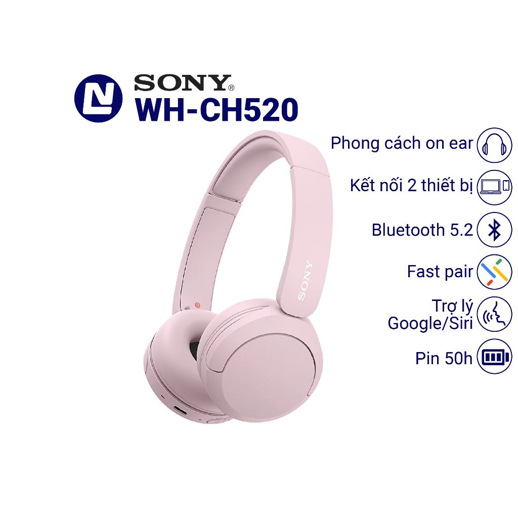 Sony WH CH520 Tai nghe không dây on ear kết nối đa điểm