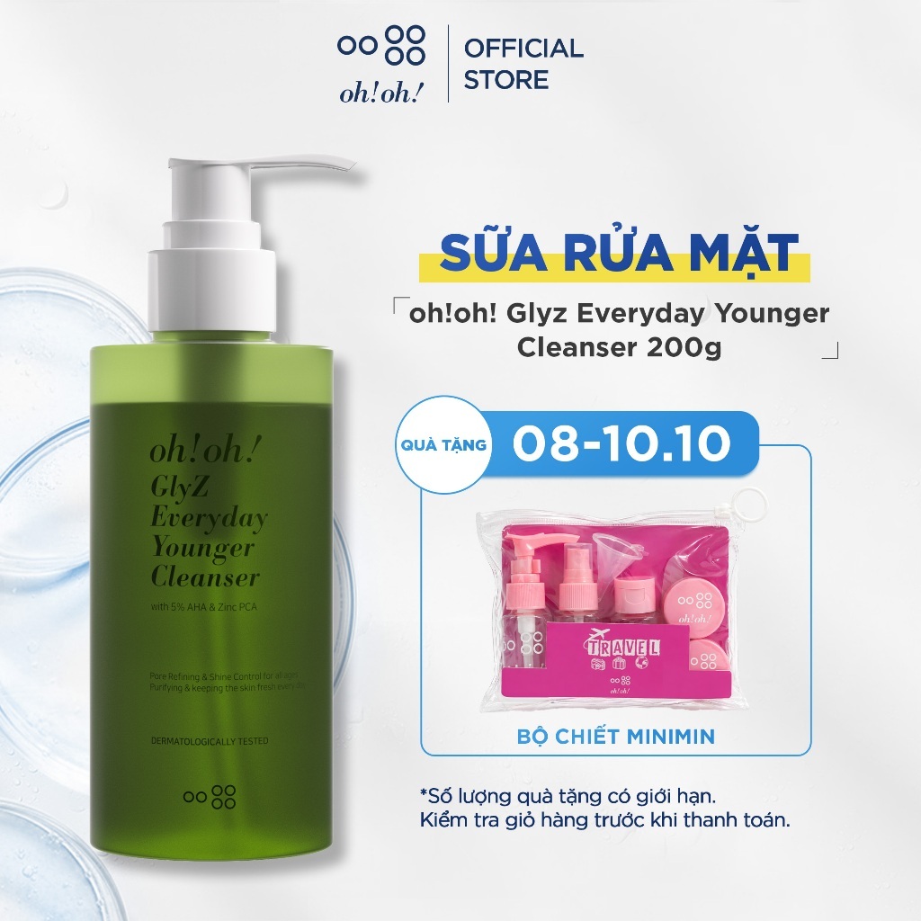 Sữa Rửa Mặt oh!oh! GlyZ Everyday Younger Cleanser 200g