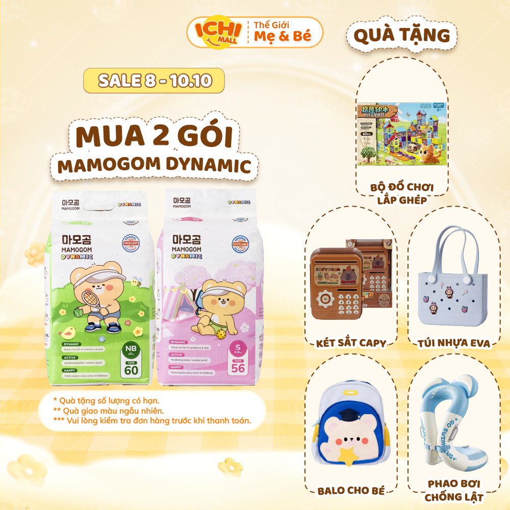 [MUA 2 KÈM QUÀ] Bỉm Mamogom Dynamic dán/quần hữu cơ cao cấp công nghệ Hàn Quốc size S62/M52/M48/L44/XL40/XXL38_Ichimall