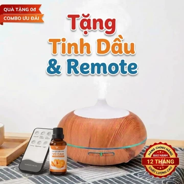 Máy Xông Tinh Dầu Đèn Xông Tinh Dầu Máy Khuếch Tán Tinh Dầu Bí Lùn 550ml Thơm Phòng Tặng Remote