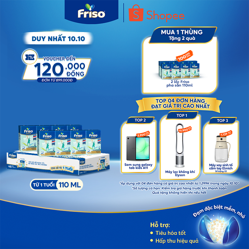 Thùng 48 hộp Sữa uống dinh dưỡng Friso Gold (110ml/hộp)