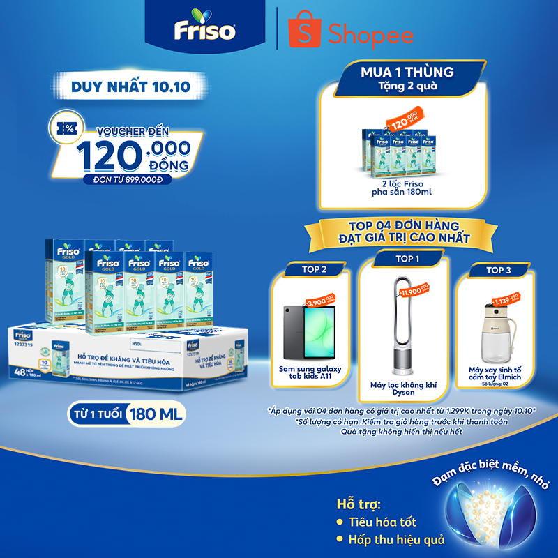 Thùng 48 hộp Sữa uống dinh dưỡng Friso Gold (180ml/hộp)