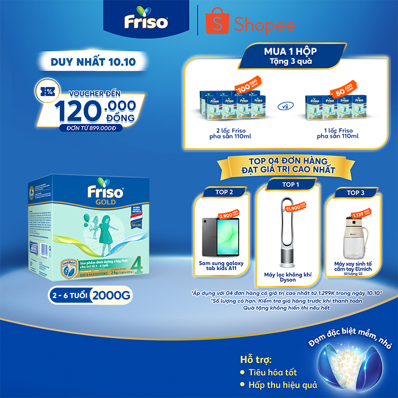 Sữa Bột Friso Gold 4 Hộp Giấy 2KG (cho bé từ 2-6 tuổi)