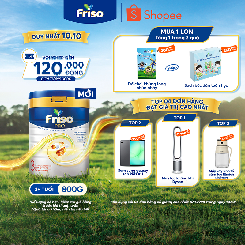 [Nhập Khẩu Hà Lan] Sữa Bột Friso Pro 3 800G cho trẻ trên 2 tuổi