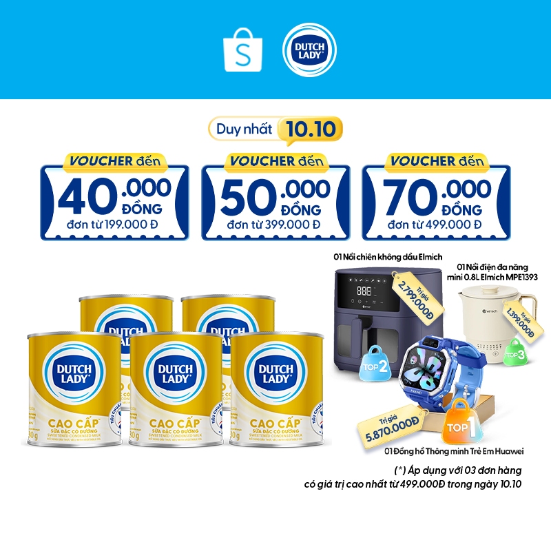 Combo 5 Lon Sữa Đặc Dutch Lady Cao Cấp 380g/lon