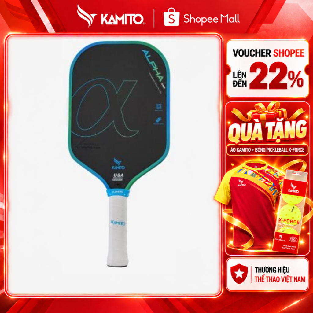 Vợt Pickleball Kamito Alpha (16mm)_Vợt Pickleball Lý Hoàng Nam, Chất Liệu Carbon T700, Trợ lực tốt