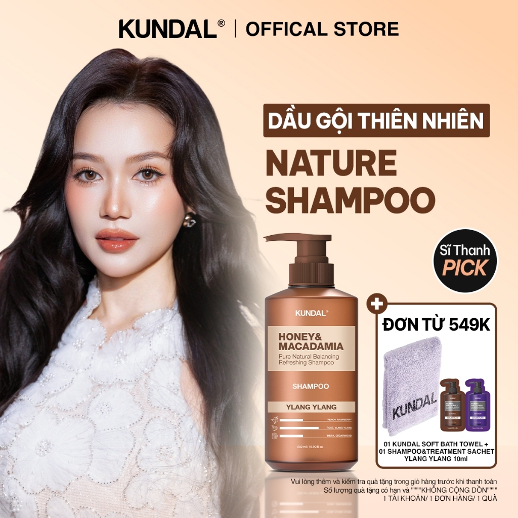 [MỚI] Dầu Gội KUNDAL Honey & Macadamia Nature Shampoo Thiên Nhiên Phục Hồi Tóc Hư Tổn Giảm Gãy Rụng 500ml
