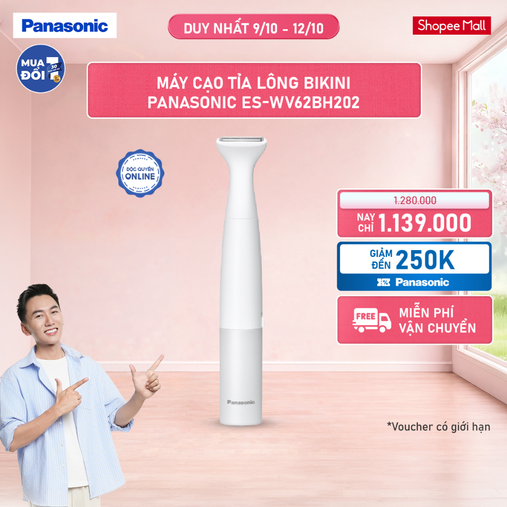 Máy cạo tỉa lông bikini Panasonic ES-WV62BH202 - Cạo nhanh, êm ái, an toàn cho da