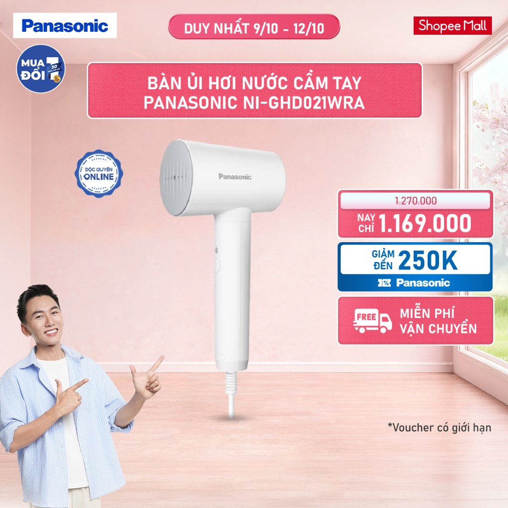 Bàn ủi hơi nước cầm tay Panasonic NI-GHD021WRA 1300W - Hàng chính hãng